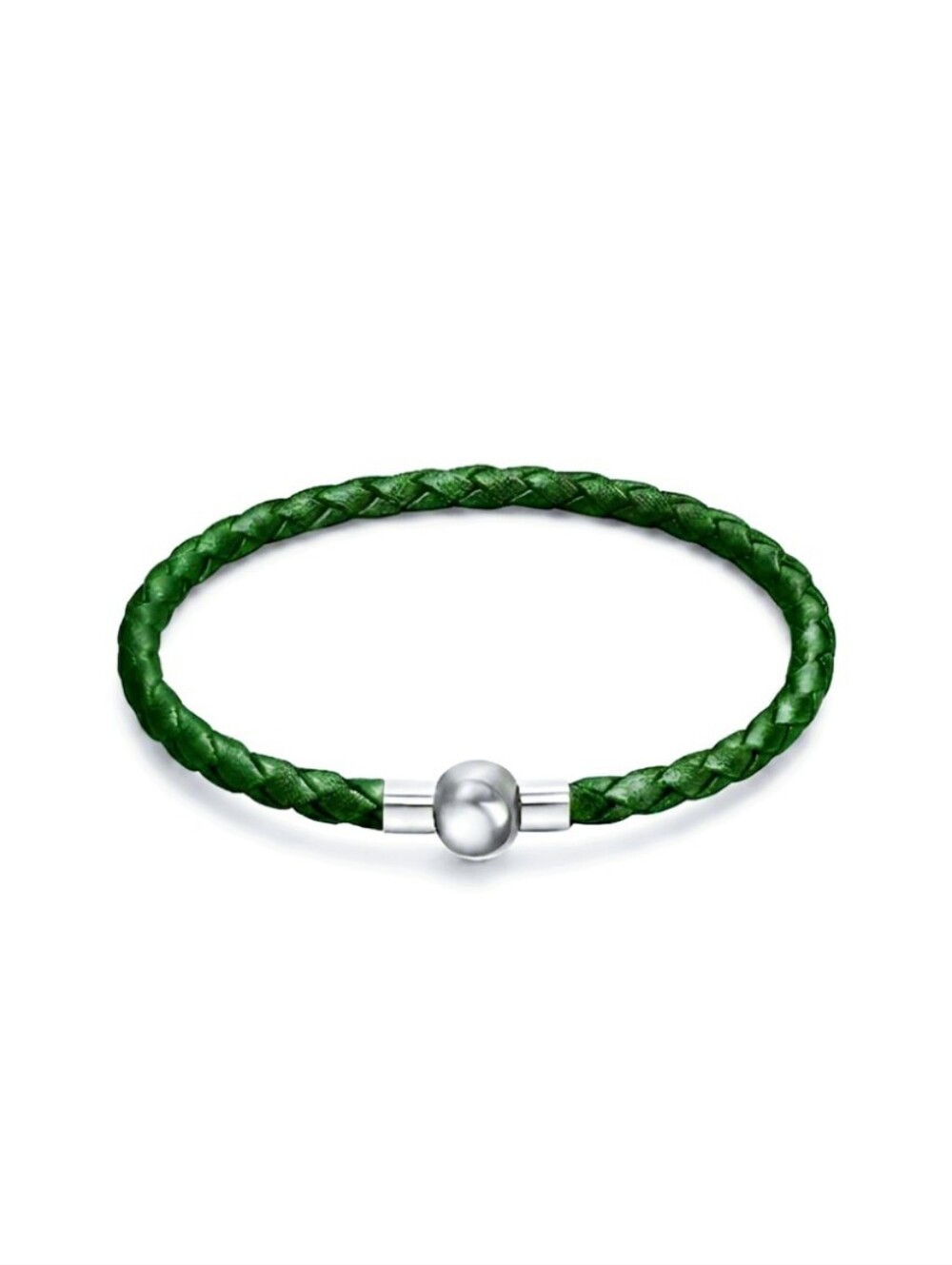 Linx Green Leather Braided Cord Charm Bracelet with Magnetic Clasp